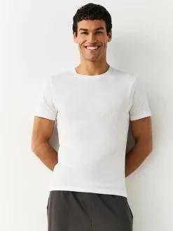 White Slim Fit 100% Cotton Layering T-Shirts 2 Pack