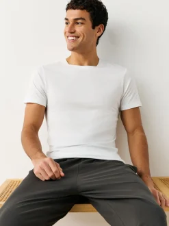 White Slim Fit 100% Cotton Layering T-Shirts 2 Pack