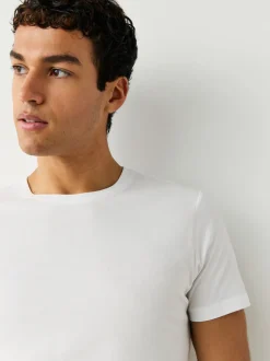 White Slim Fit 100% Cotton Layering T-Shirts 2 Pack
