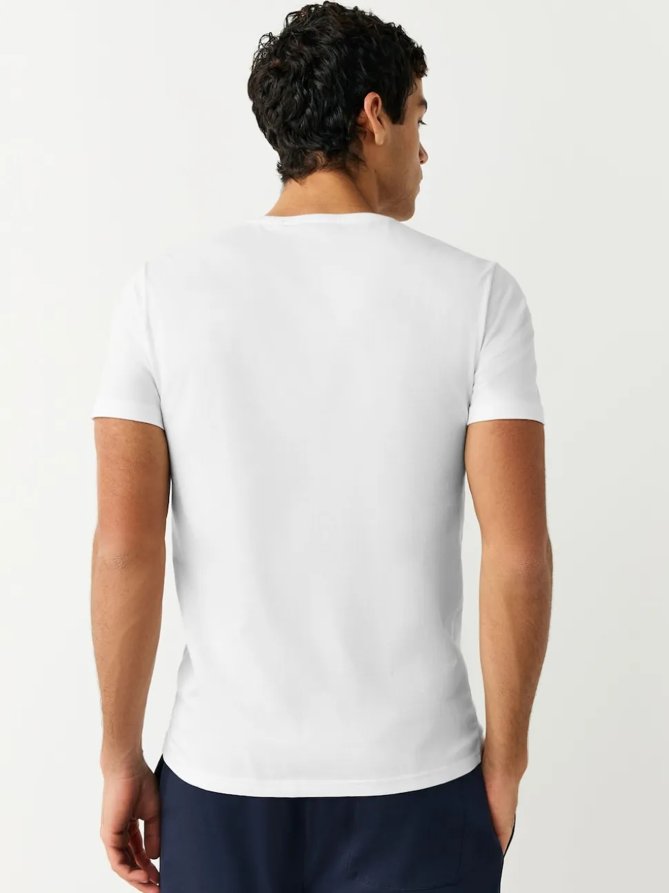 White Slim Fit 100% Cotton V-Neck Layering T-Shirts 10 Pack