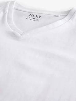 White Slim Fit 100% Cotton V-Neck Layering T-Shirts 10 Pack