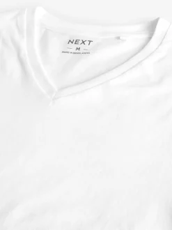 White Slim Fit 100% Cotton V-Neck Layering T-Shirts 2 Pack