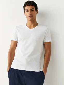 White Slim Fit 100% Cotton V-Neck Layering T-Shirts 5 Pack