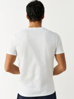 White Slim Fit 100% Cotton V-Neck Layering T-Shirts 5 Pack
