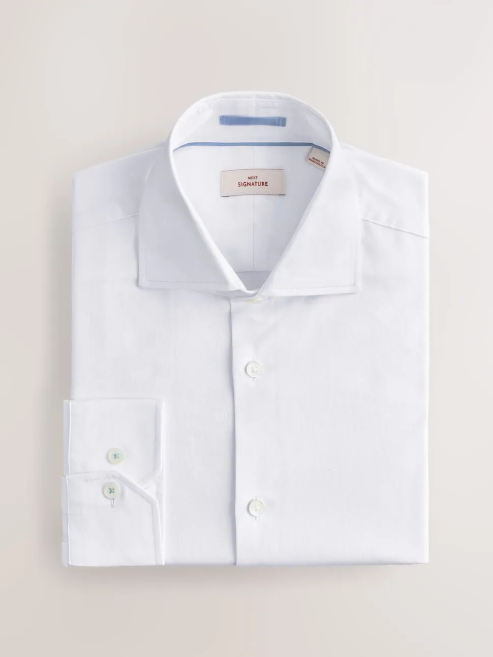 White Slim Fit 100% Pima Cotton Sateen Finish Long Sleeve Signature Shirt