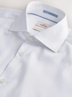 White Slim Fit 100% Pima Cotton Sateen Finish Long Sleeve Signature Shirt