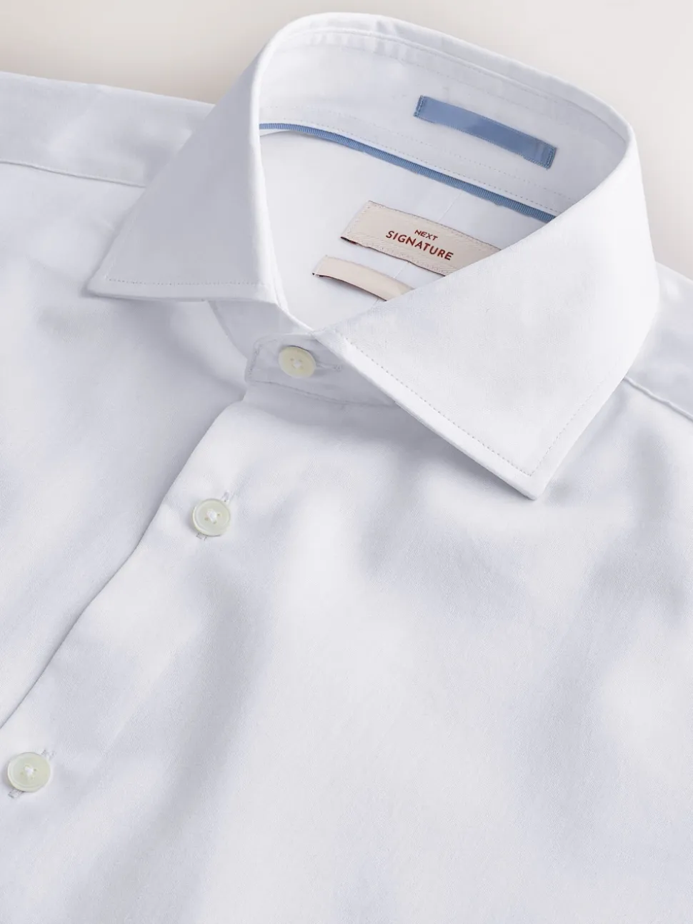 White Slim Fit 100% Pima Cotton Sateen Finish Long Sleeve Signature Shirt