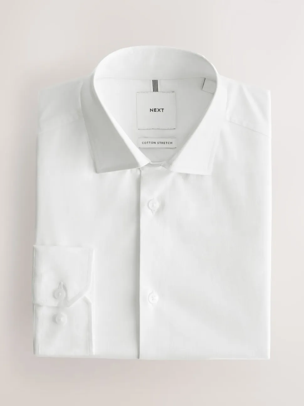 White Slim Fit Cotton Stretch Long Sleeve Formal Shirt
