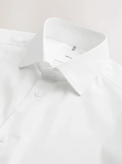 White Slim Fit Cotton Stretch Long Sleeve Formal Shirt