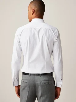 White Slim Fit Easy Care Double Cuff Smart Shirt