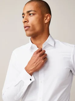 White Slim Fit Easy Care Double Cuff Smart Shirt