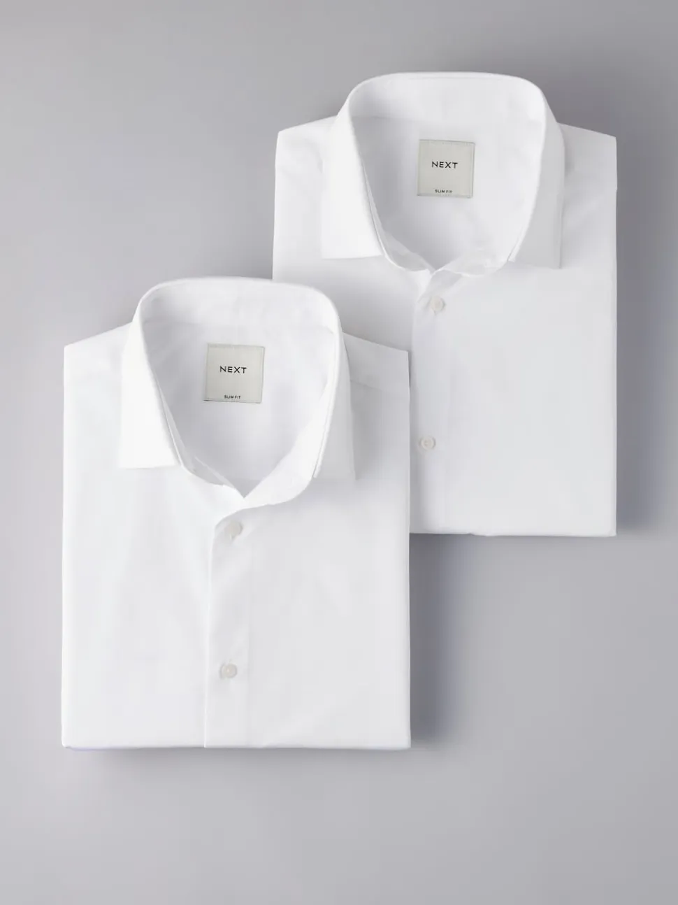 White Slim Fit Easy Care Short Sleeve Smart Shirts 2 Pack