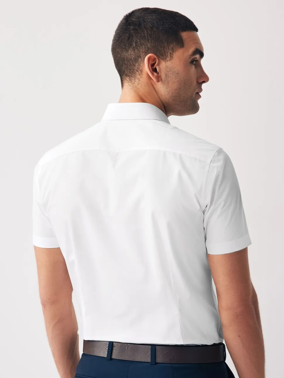 White Slim Fit Easy Care Short Sleeve Smart Shirts 2 Pack
