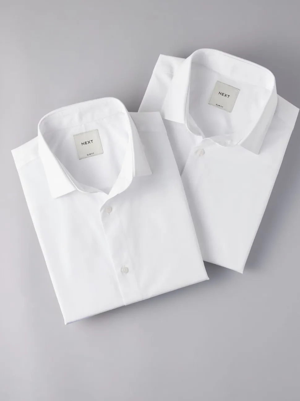 White Slim Fit Easy Care Short Sleeve Smart Shirts 2 Pack
