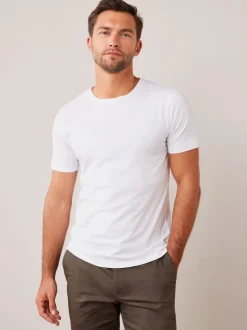 White Slim Fit Essential Crew Neck Cotton T-Shirt