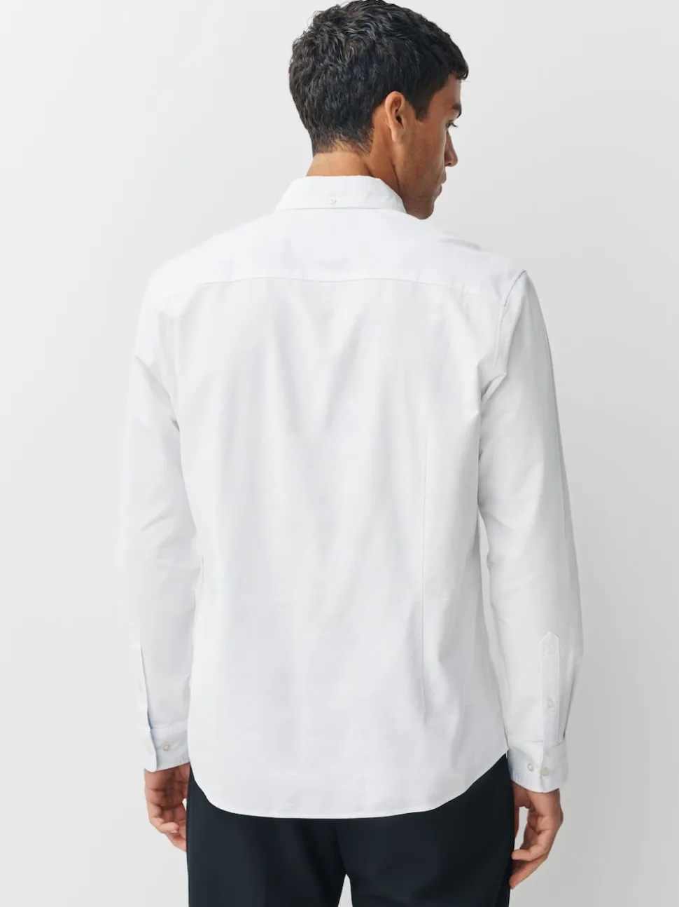 White Slim Fit Long Sleeve Oxford Shirt