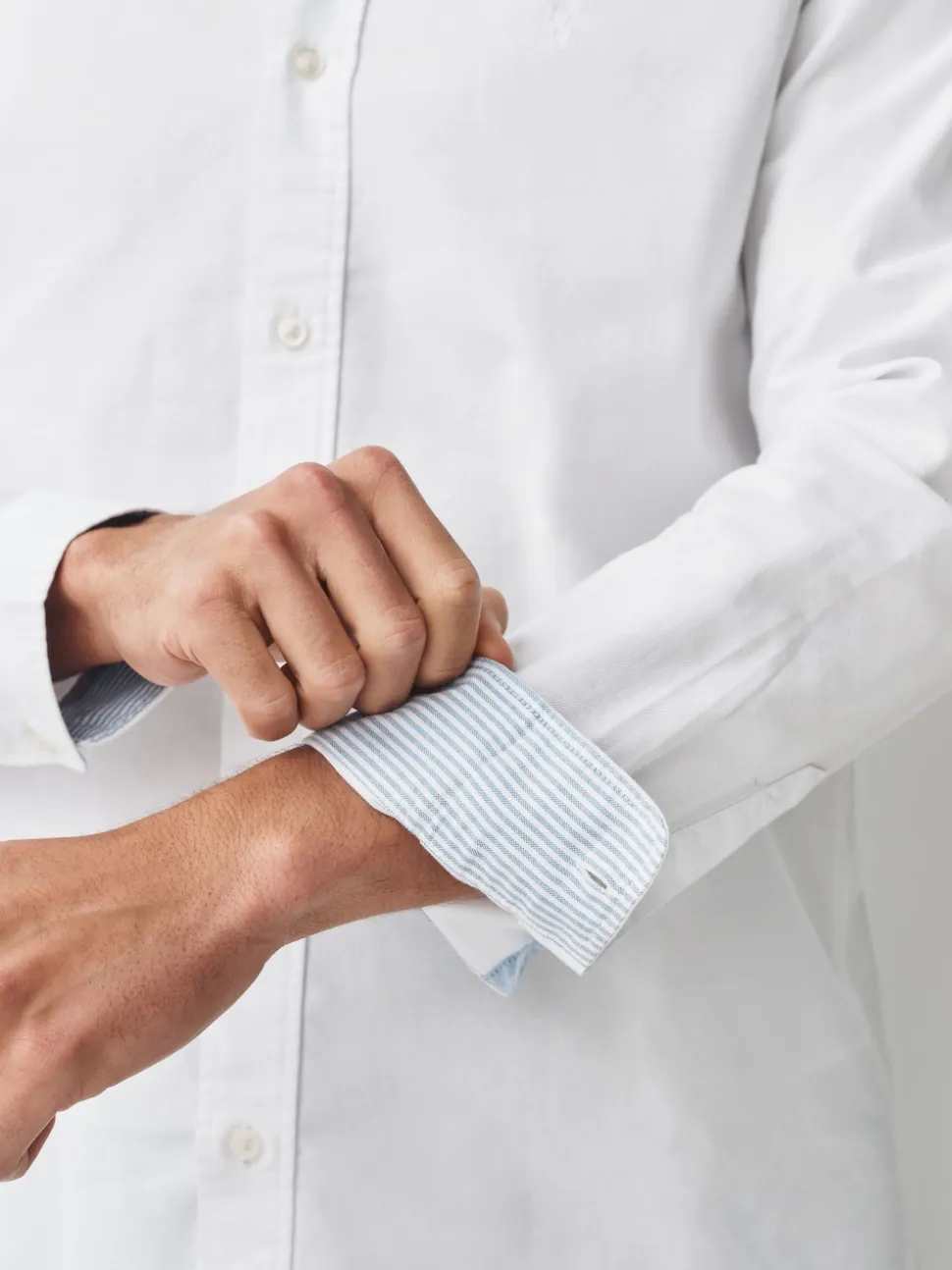 White Slim Fit Long Sleeve Oxford Shirt