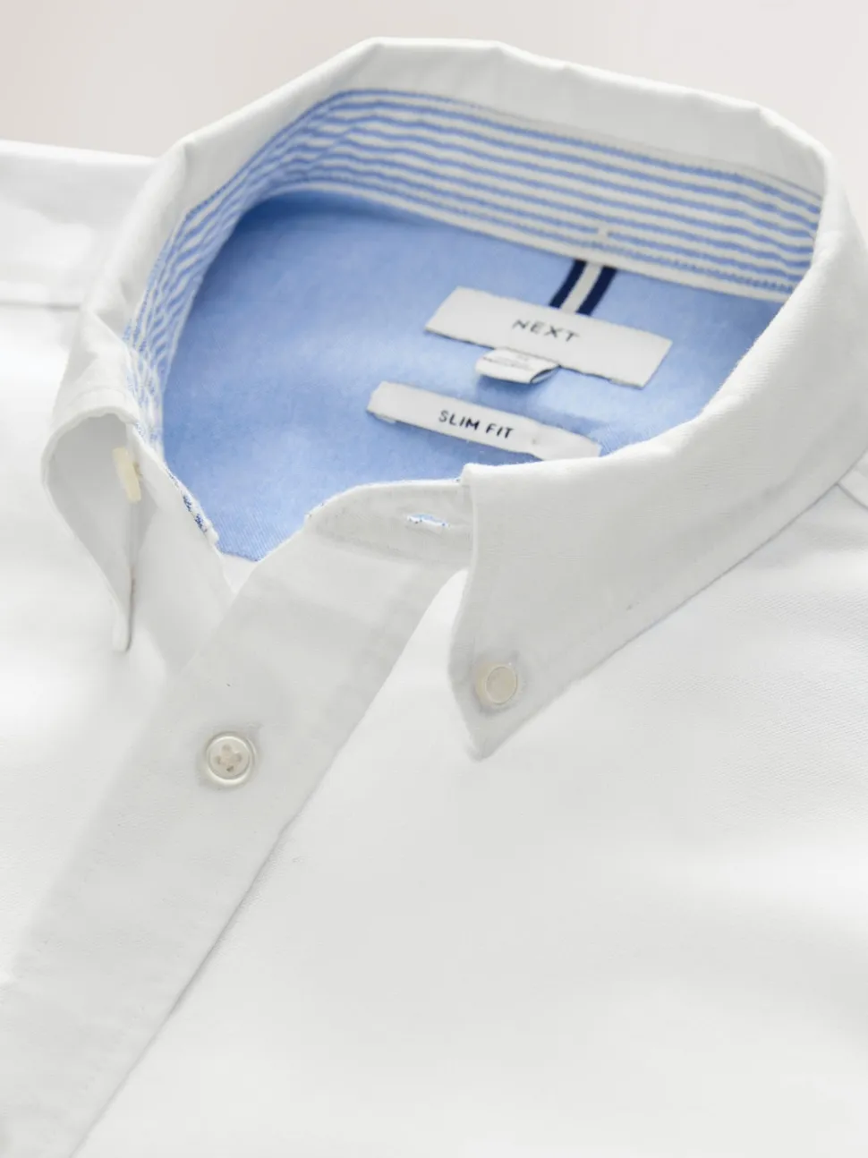 White Slim Fit Long Sleeve Oxford Shirt