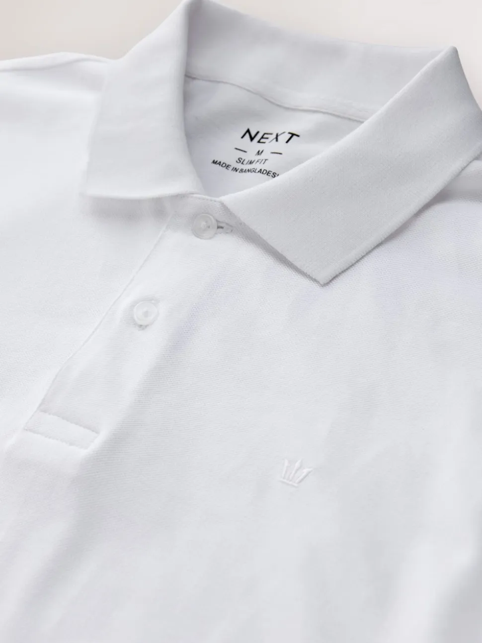 White Slim Fit Long Sleeve Pique Polo Shirt