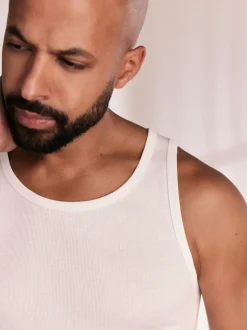 White Slim Fit Ribbed Vest