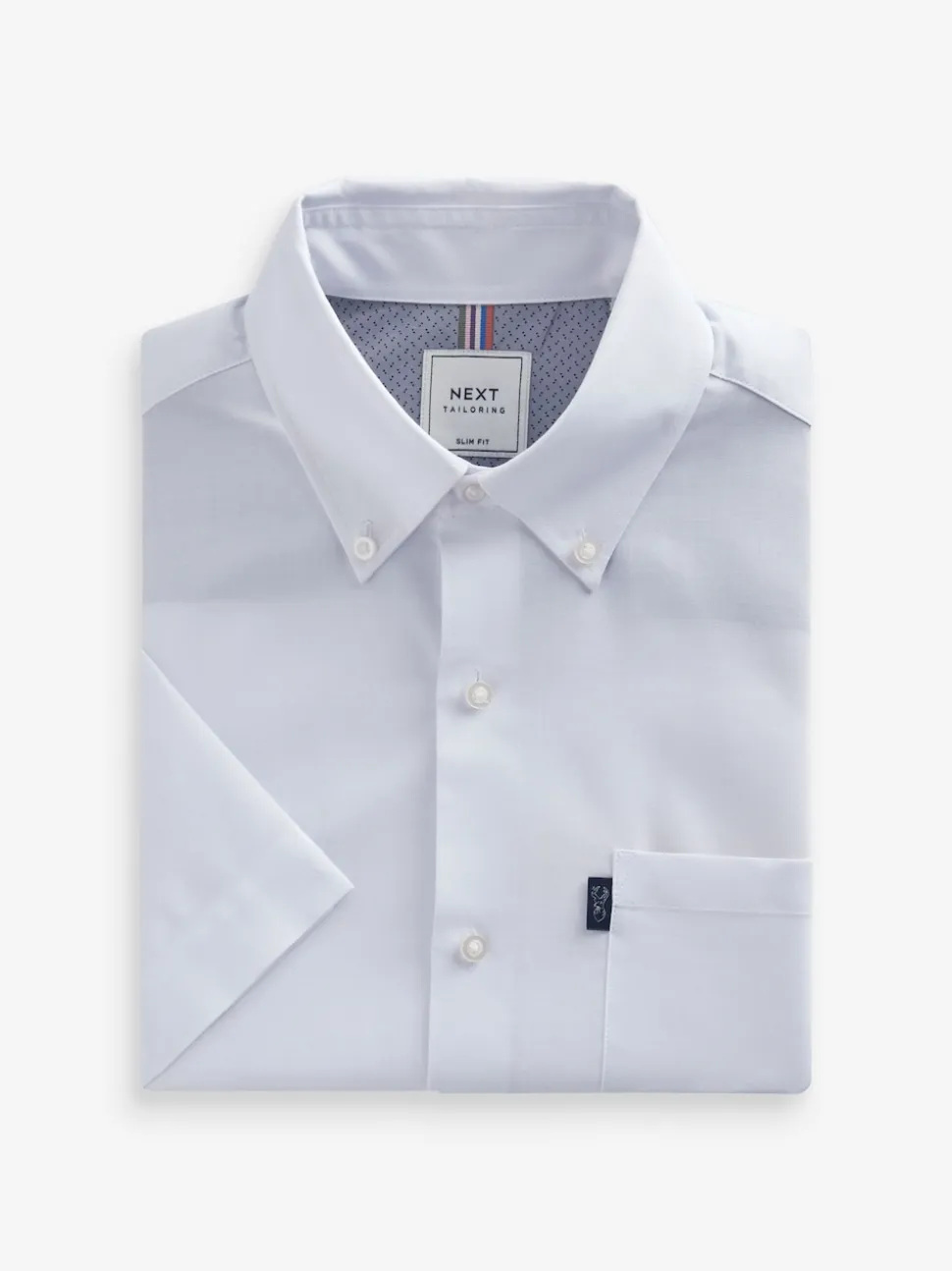 White Slim Fit Short Sleeve Easy Iron Button Down Oxford Shirt