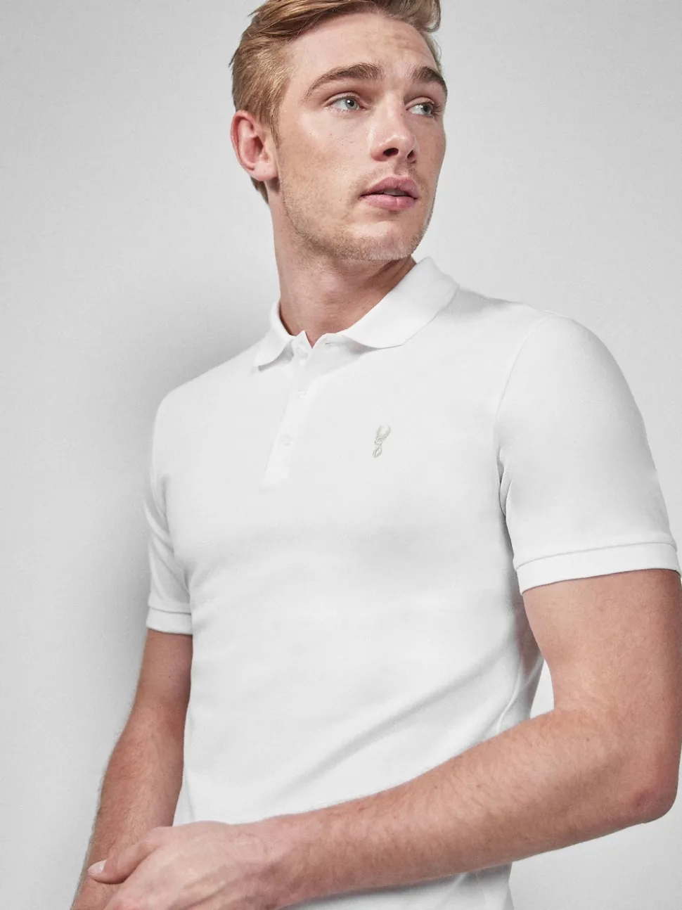 White Slim Fit Short Sleeve Pique Polo Shirt