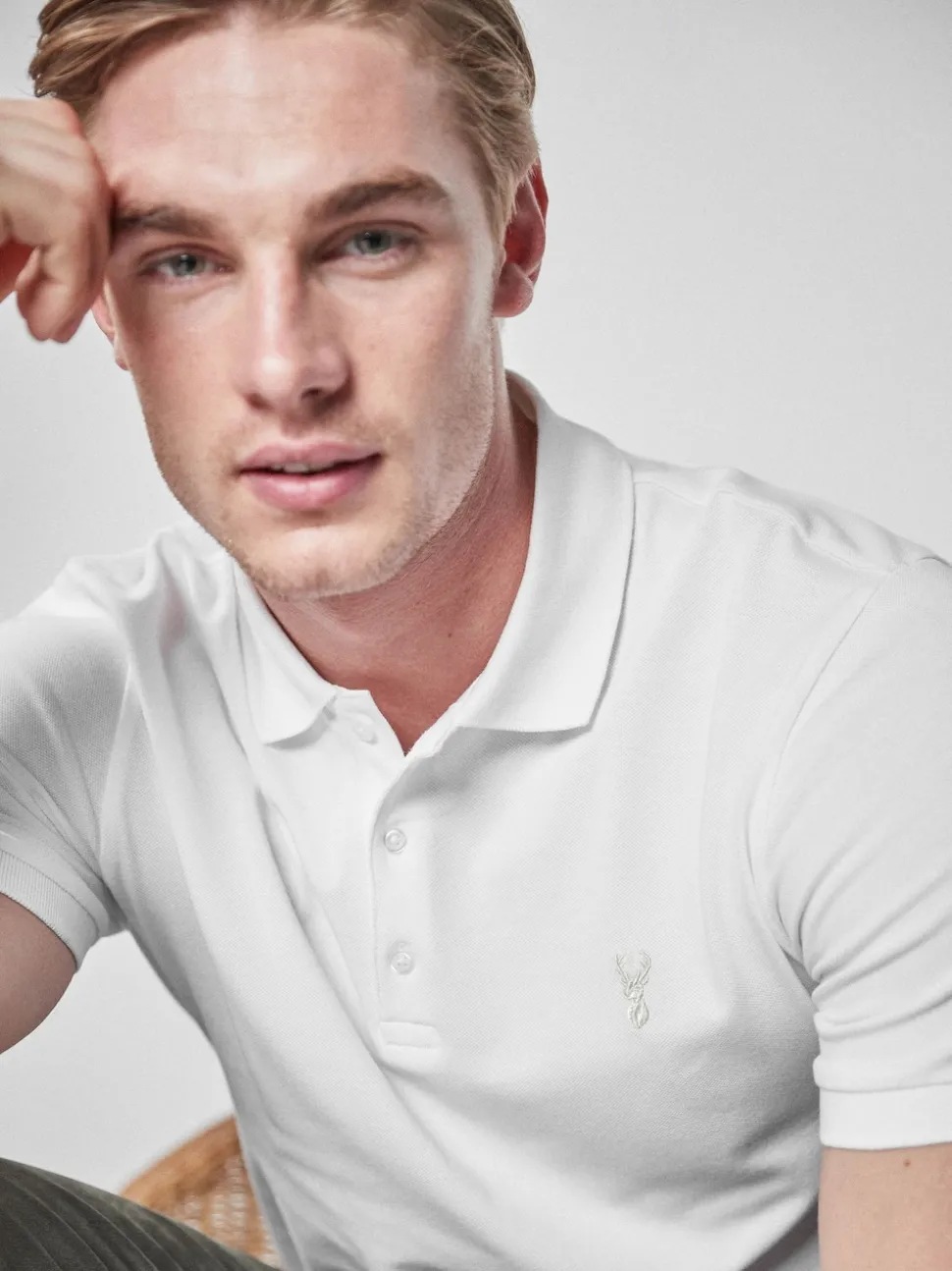 White Slim Fit Short Sleeve Pique Polo Shirt