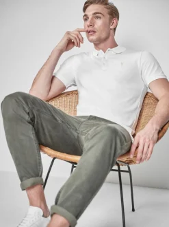 White Slim Fit Short Sleeve Pique Polo Shirt