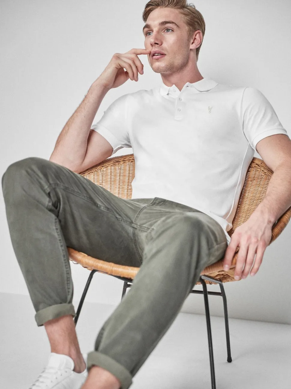 White Slim Fit Short Sleeve Pique Polo Shirt