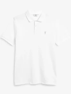 White Slim Fit Short Sleeve Pique Polo Shirt