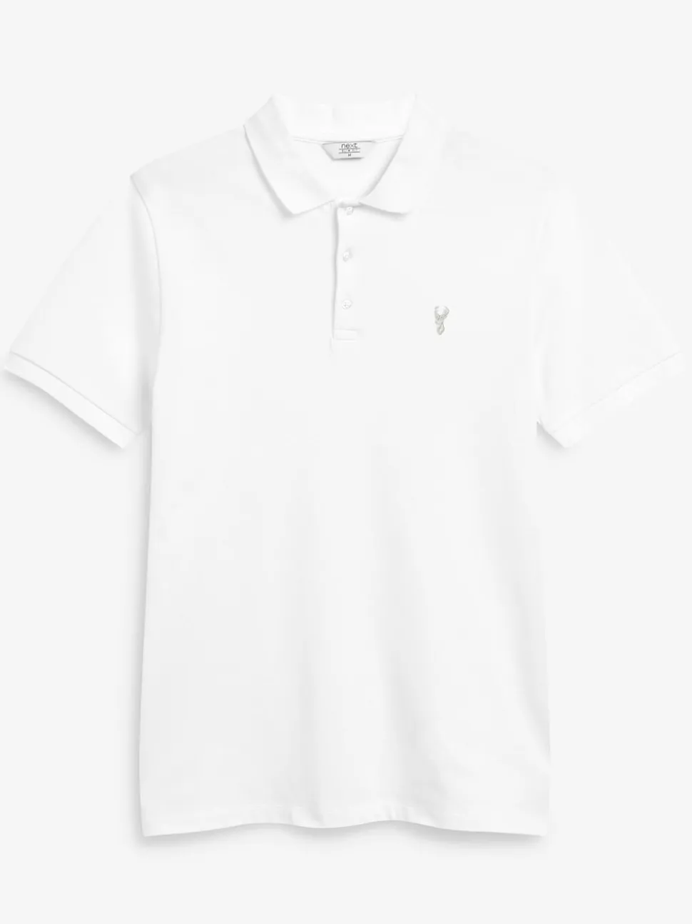 White Slim Fit Short Sleeve Pique Polo Shirt
