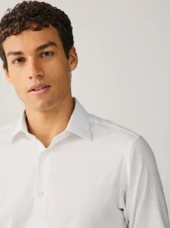 White Slim Fit Signature Textured Long Sleeve Shirt