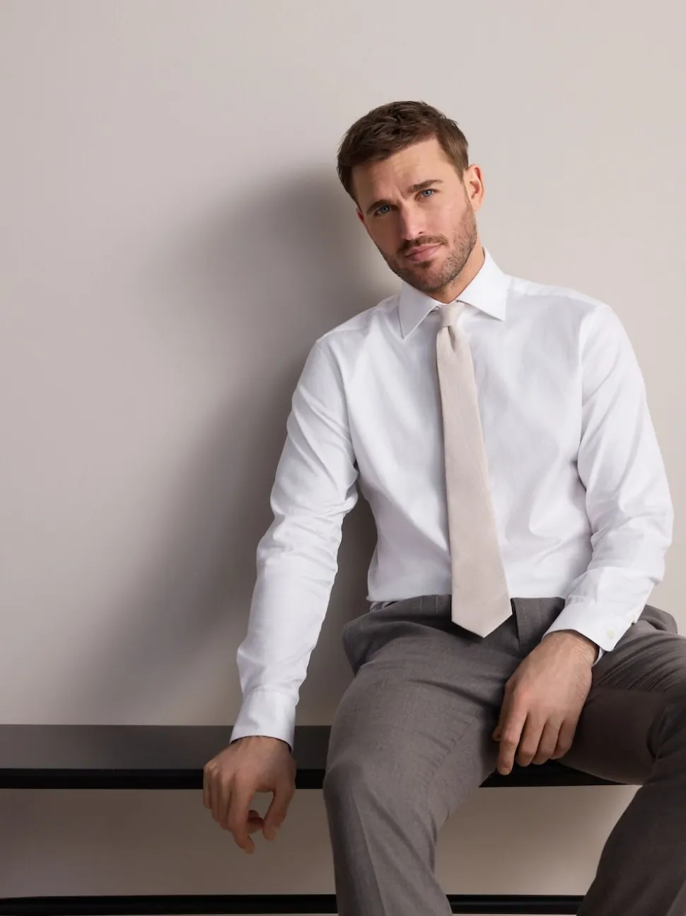 White Slim Fit Signature Textured Smart Shirt