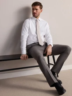 White Slim Fit Signature Textured Smart Shirt