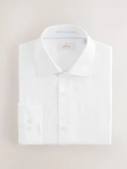 White Slim Fit Signature Textured Smart Shirt