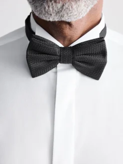 White Slim Fit Signature Egyptian Cotton Shirt and Silk Bow Tie Set