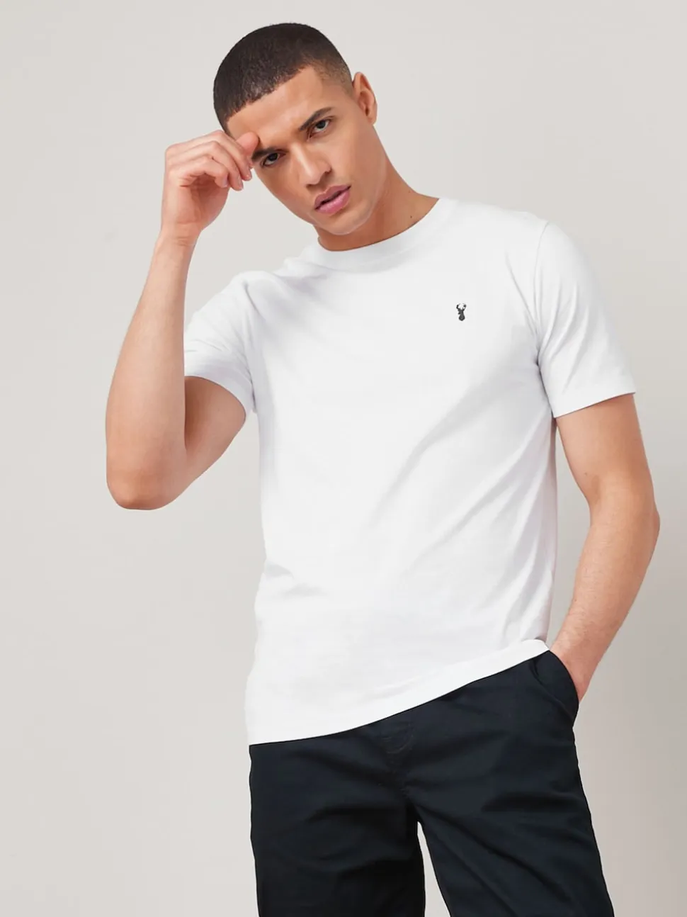 White Slim Fit Stag T-Shirt