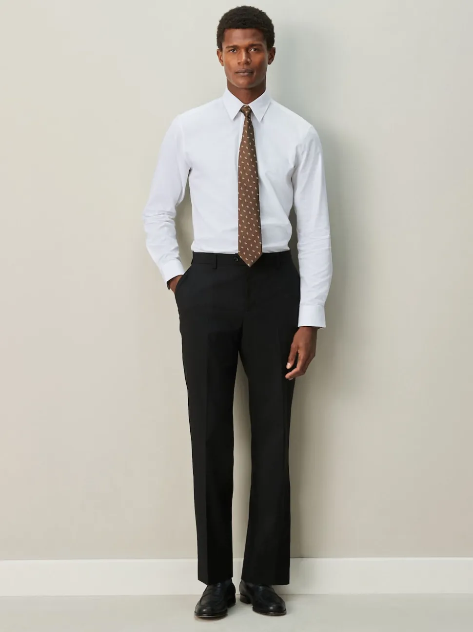 White Slim Fit Textured Long Sleeve Formal Shirt with Trim
