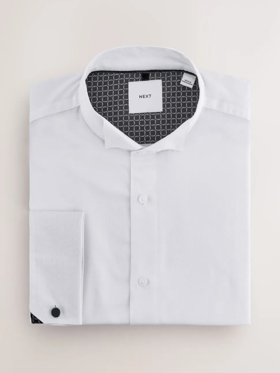 White Slim Fit Textured Wing Collar Dress Shirt