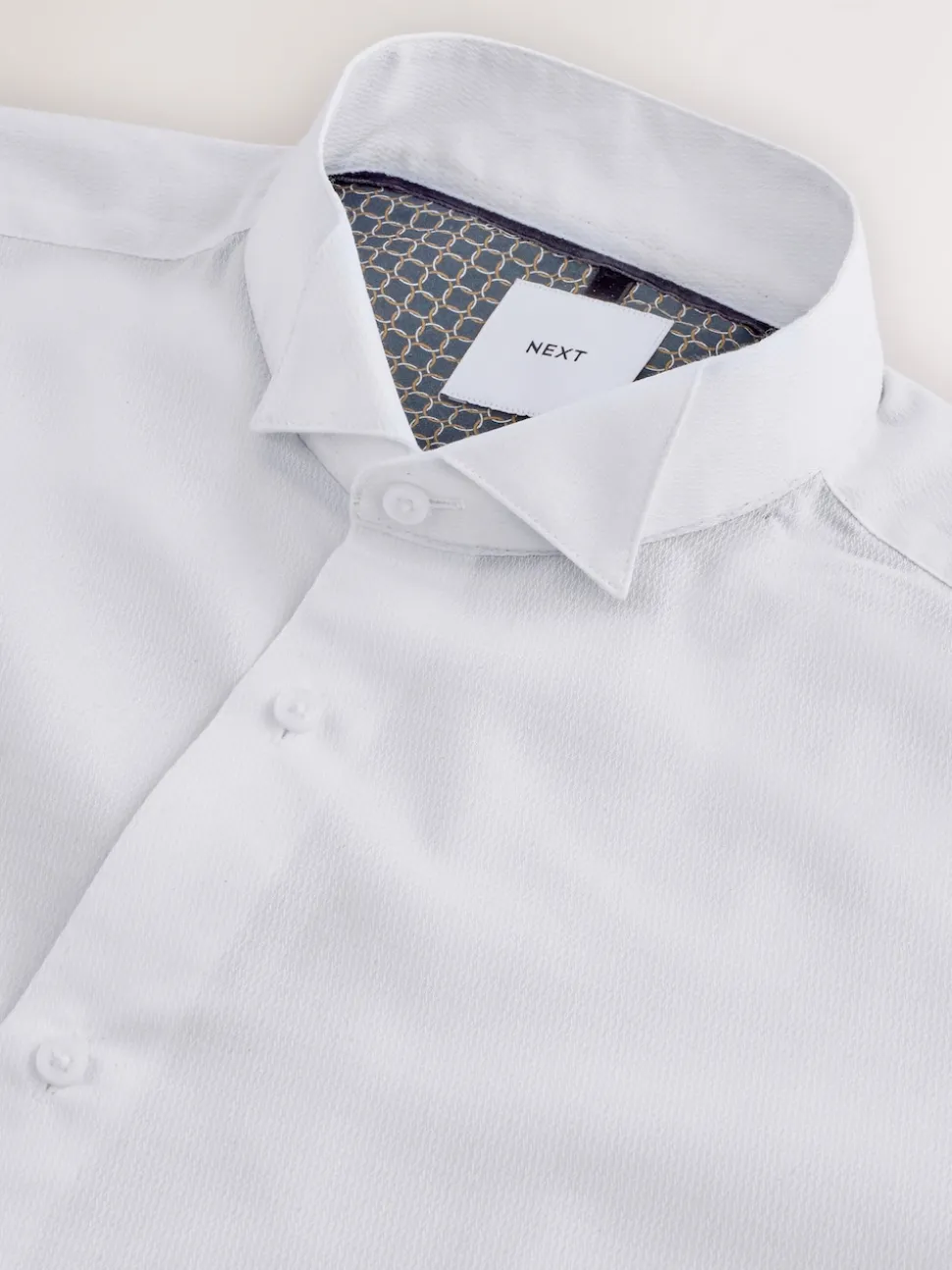 White Slim Fit Textured Wing Collar Dress Shirt