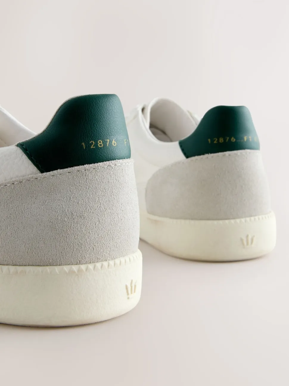 White Smart Casual Lace-Up Trainers with Suede Trim
