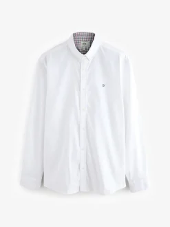 White Stretch Oxford Long Sleeve Shirt