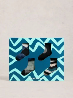 White Stuff Black Bike Pattern Ankle Socks 4 Pack