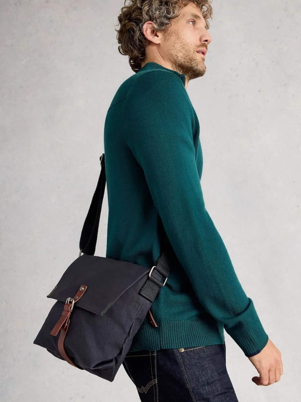 White Stuff Black Chrome Charlie Canvas Cross-Body Bag