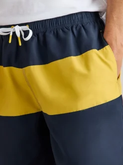 White Stuff Blue Colourblock Volley Swim Shorts