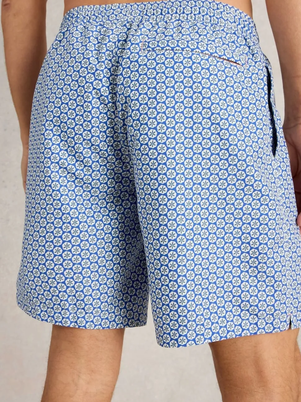 White Stuff Blue Geo Print Volley Swim Shorts