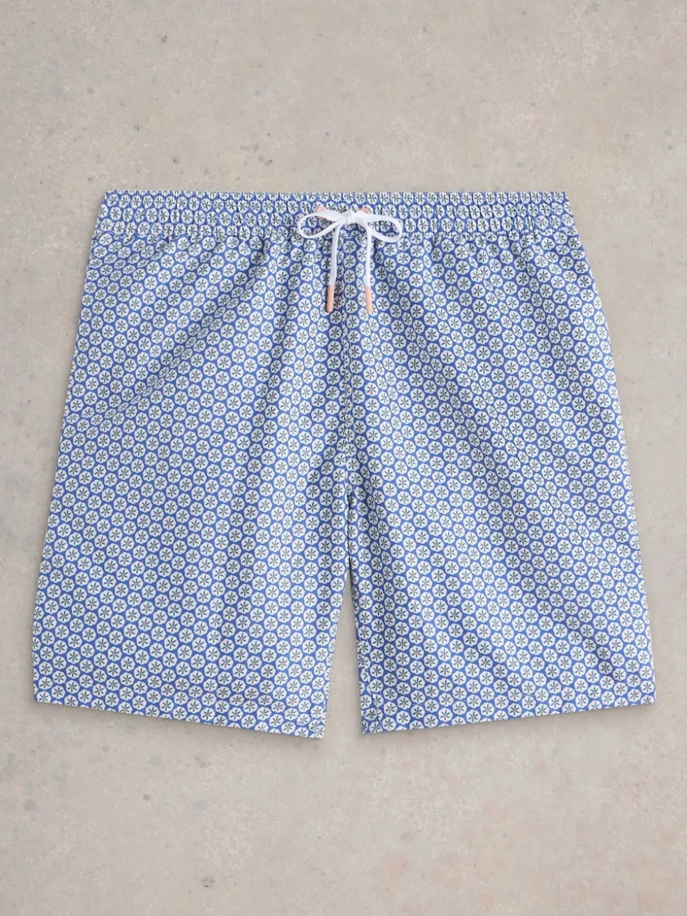 White Stuff Blue Geo Print Volley Swim Shorts