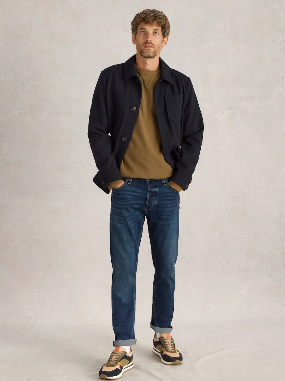 White Stuff Dark Blue Eastwood Zip Fly Straight Jeans