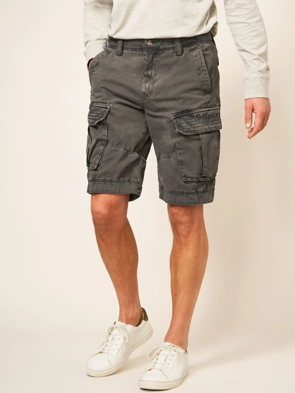 White Stuff Grey 100% Cotton Halsall Cargo Shorts