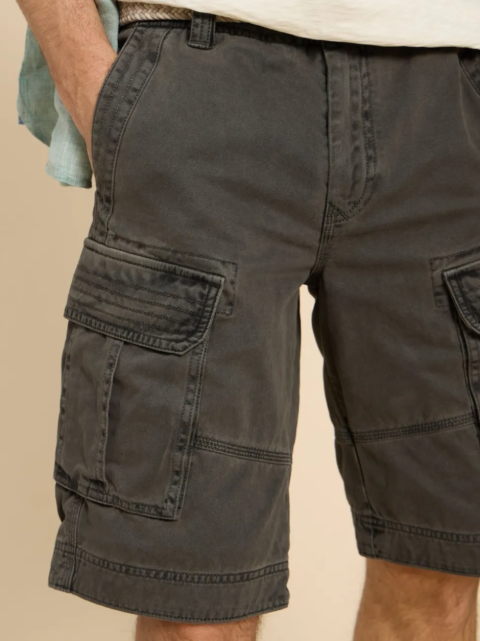 White Stuff Grey 100% Cotton Halsall Cargo Shorts